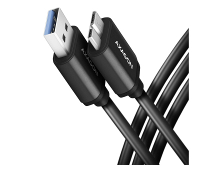 Kabel AXAGON BUMM3-AM10AB Kabel Micro-B USB USB-A 3.2 Gen 1, 1m, 3A, ALU, PVC Czarny
